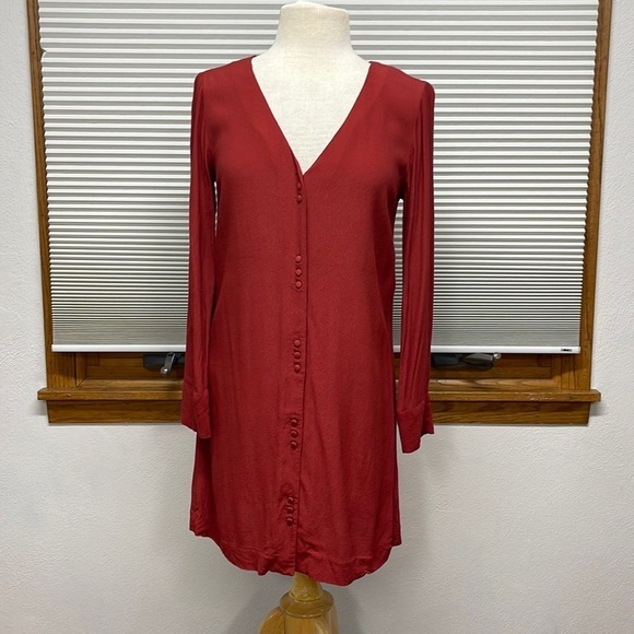 Madewell Rust Heather Long-Sleeve Button-Front Dress Size XXS - Picture 2 of 12